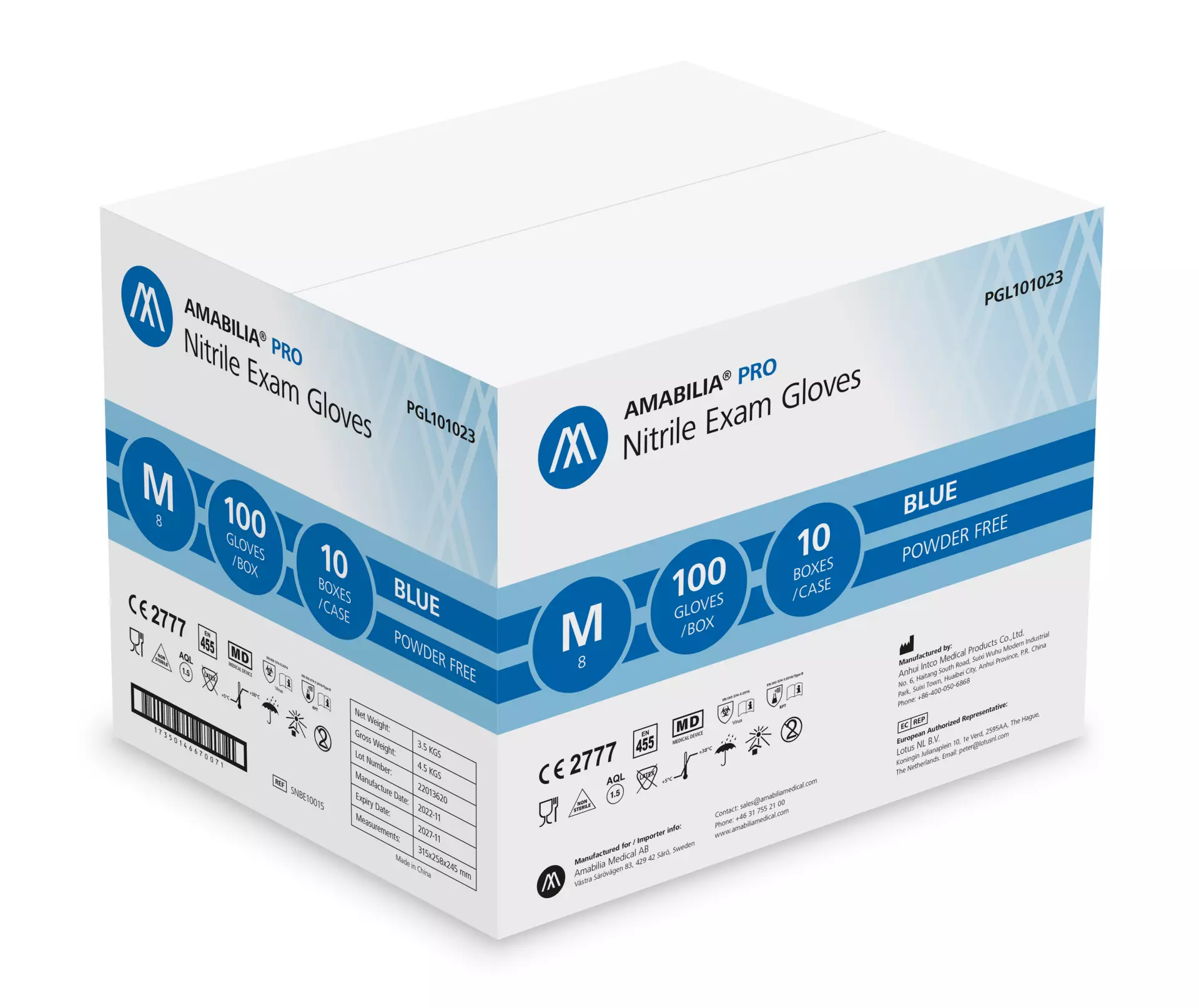 Amabilia Pro PGL10102, Nitrile Exam Glove Blue, image 2