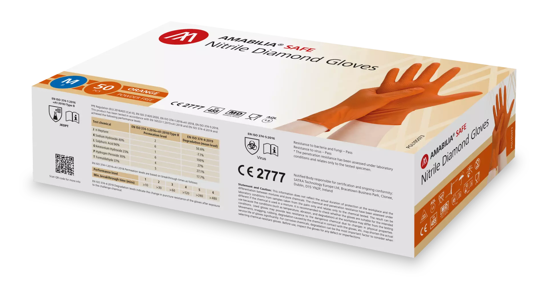 Amabilia Safe PGL10507, Nitril-Diamond-handske orange, image 1