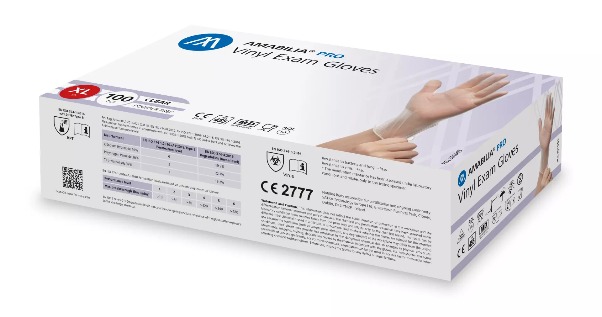 Amabilia Pro PGL30100, Vinyl Exam Glove Clear, image 1