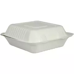 Abena 1010001153, GASTRO Bagassi Single-Compartment Takeaway Container 223x201x77mm White