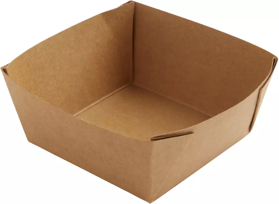 Duni 188057, Viking Cube Shallow Box, Brown, Cardboard/PE, 113 x 113 x 50mm, 510ml, image 1, gallery thumbnail