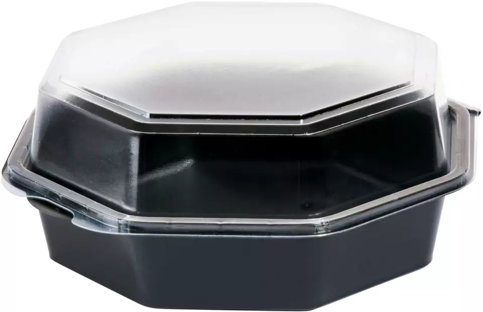 Duni 127801, Octaview Black/Clear, PS, 190 x 190 x 80mm, Single Compartment, 850ml, image 1, gallery thumbnail