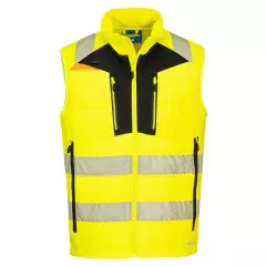 Portwest DX479YBR, DX4 Hi-Vis Hybrid Baffle Bodywarmer, Yellow/Black
