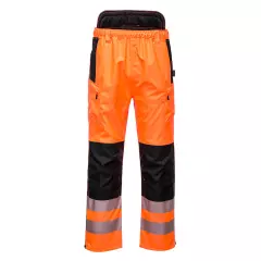 Portwest PW342OBR, PW3 Hi-Vis Extreme Rain Trousers, Orange/Black