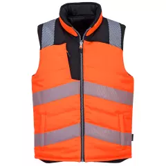 Portwest PW374OBR, PW3 Hi-Vis Reversible Bodywarmer, Orange/Black