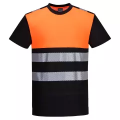 Portwest PW311BKO, PW3 Hi-Vis Cotton Comfort Class 1 T-Shirt S/S, Black/Orange