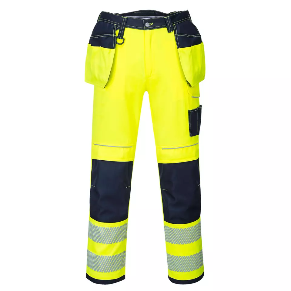 Portwest T501YNS, PW3 Hi-Vis Arbeitshose mit Holstertaschen, Gelb/Marine Kurz, image 1, gallery thumbnail