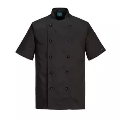 Portwest C734BKR, Kent Kochjacke Kurzarm, Schwarz