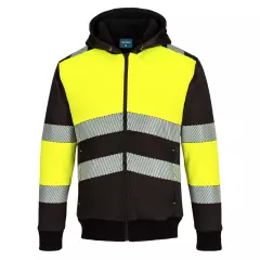 Portwest PW377YBR, PW3 Zipped Class 1 Winter Hoodie, Yellow/Black