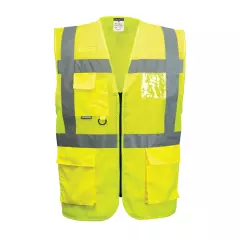 Portwest C496YER, Madrid Hi-Vis Half Mesh Executive Vest, Yellow