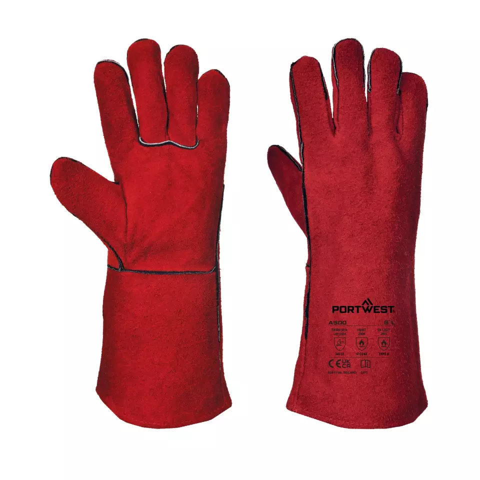 Portwest A500RER, Welders Gauntlet, Red, image 3, gallery thumbnail