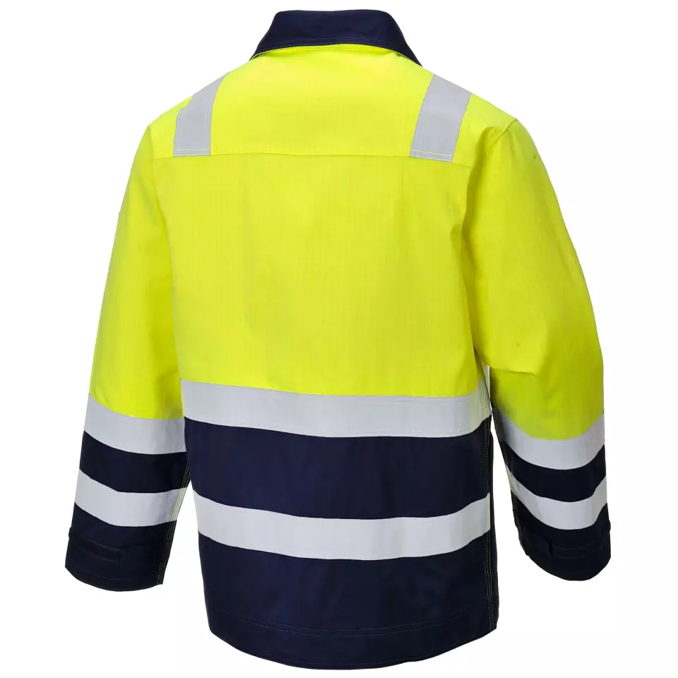 Portwest MV25YNR, Hi-Vis Modaflame Jacket, Yellow/Navy, image 2, gallery thumbnail