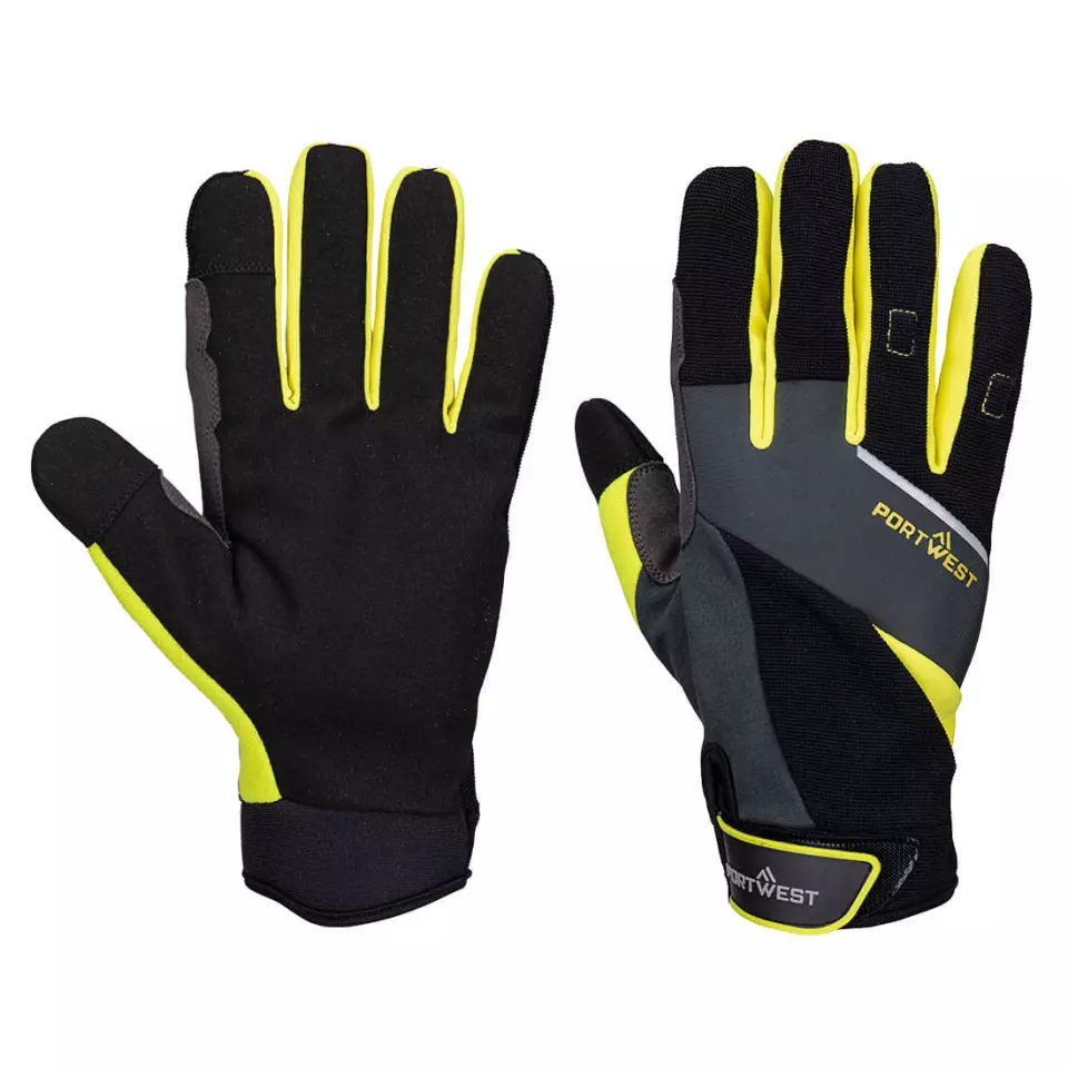 Portwest A774K2R, DX4 LR Cut Glove, Black/Yellow, image 1, gallery thumbnail