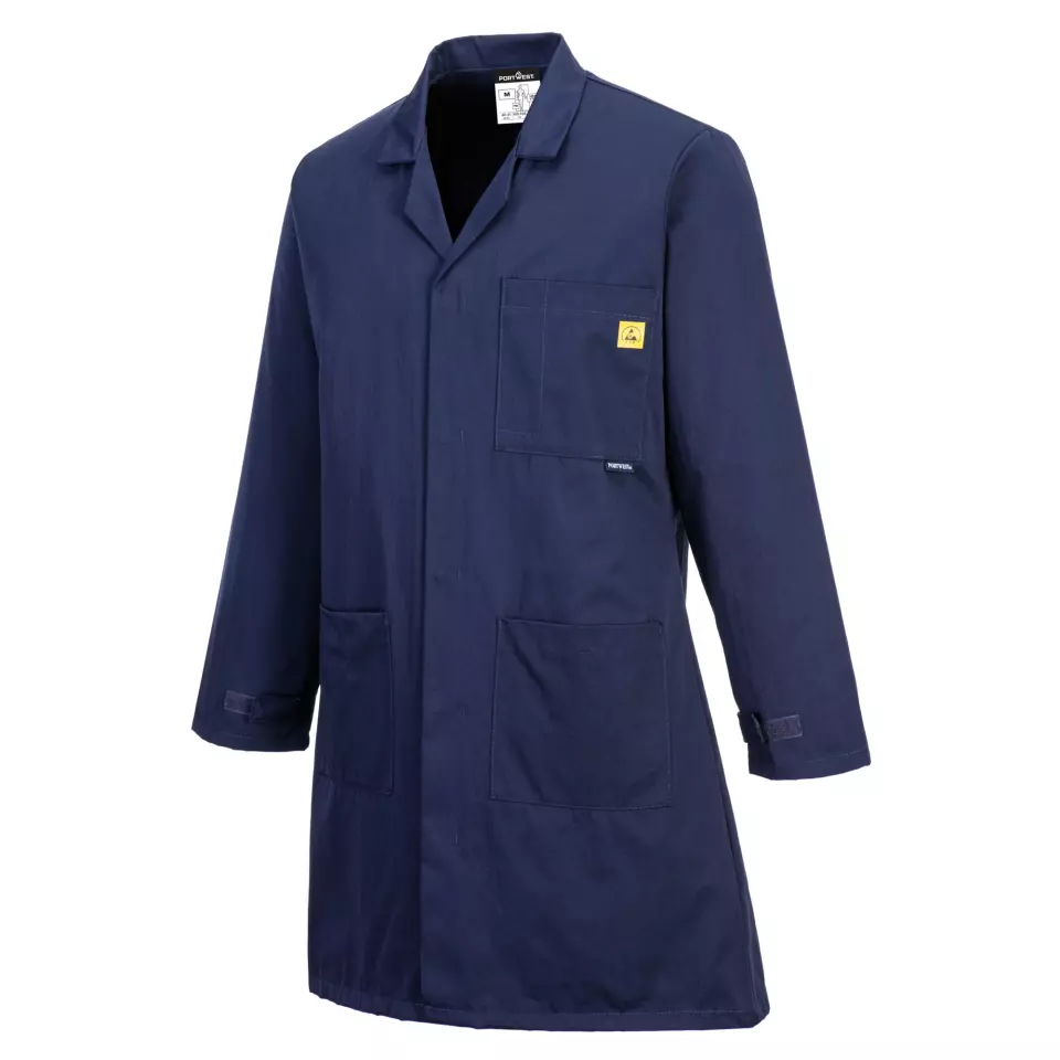 Portwest AS10NAR, Anti-Static ESD Coat, Navy, image 3, gallery thumbnail