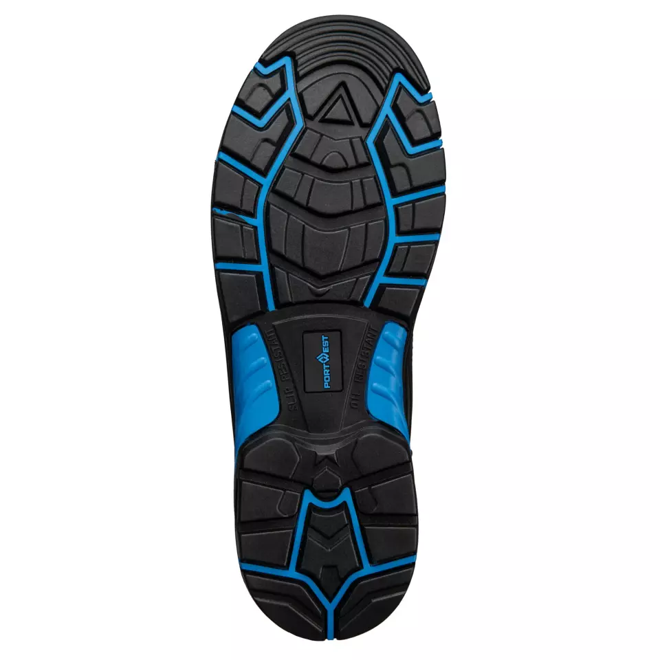 Portwest FC18BKB, Composite Action Leather Mid Boot S3S ESD HRO SR SC FO, Black/Blue, image 2, gallery thumbnail
