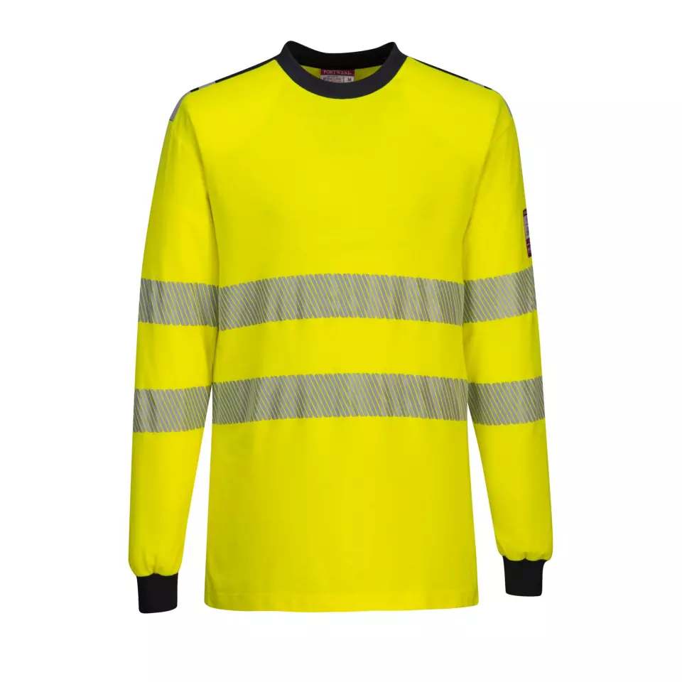 Portwest FR701YNR, PW3 FR Modaflame Hi-Vis T-Shirt, Yellow/Navy, image 1, gallery thumbnail