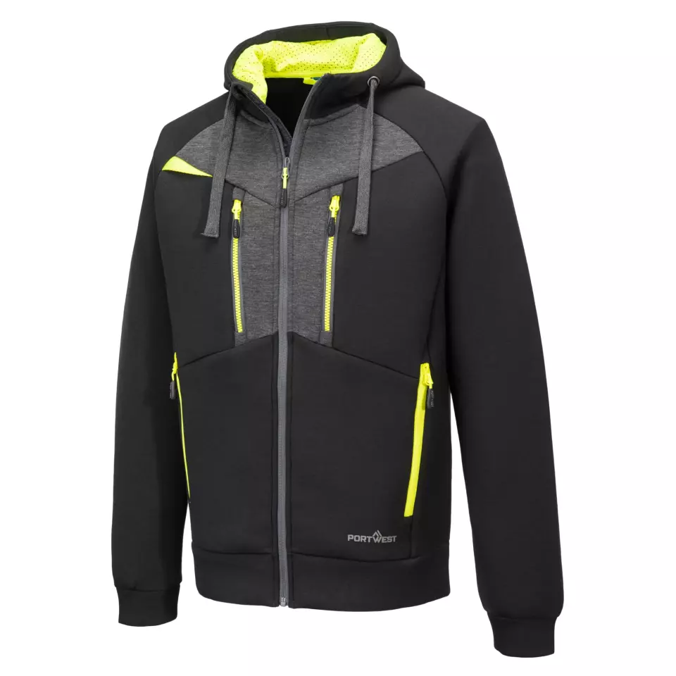 Portwest DX472BKR, DX4 Zipped Hoodie, Black, image 4, gallery thumbnail