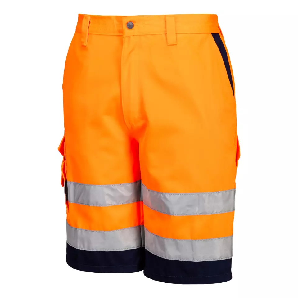 Portwest E043ONR, Hi-Vis Contrast Shorts, Orange/Navy, image 3, gallery thumbnail