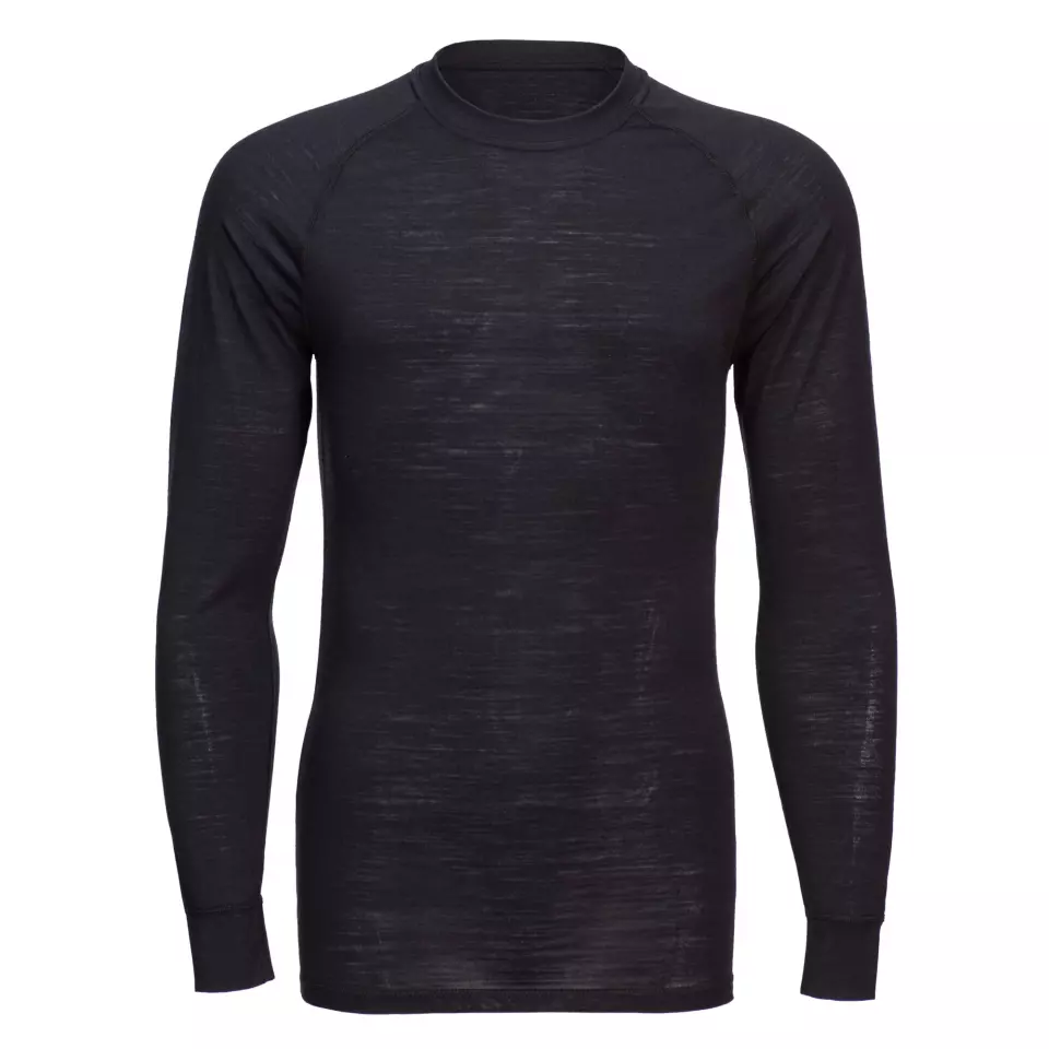 Portwest B183BKR, Merino Wool Crewneck Baselayer Top, Black, image 1, gallery thumbnail