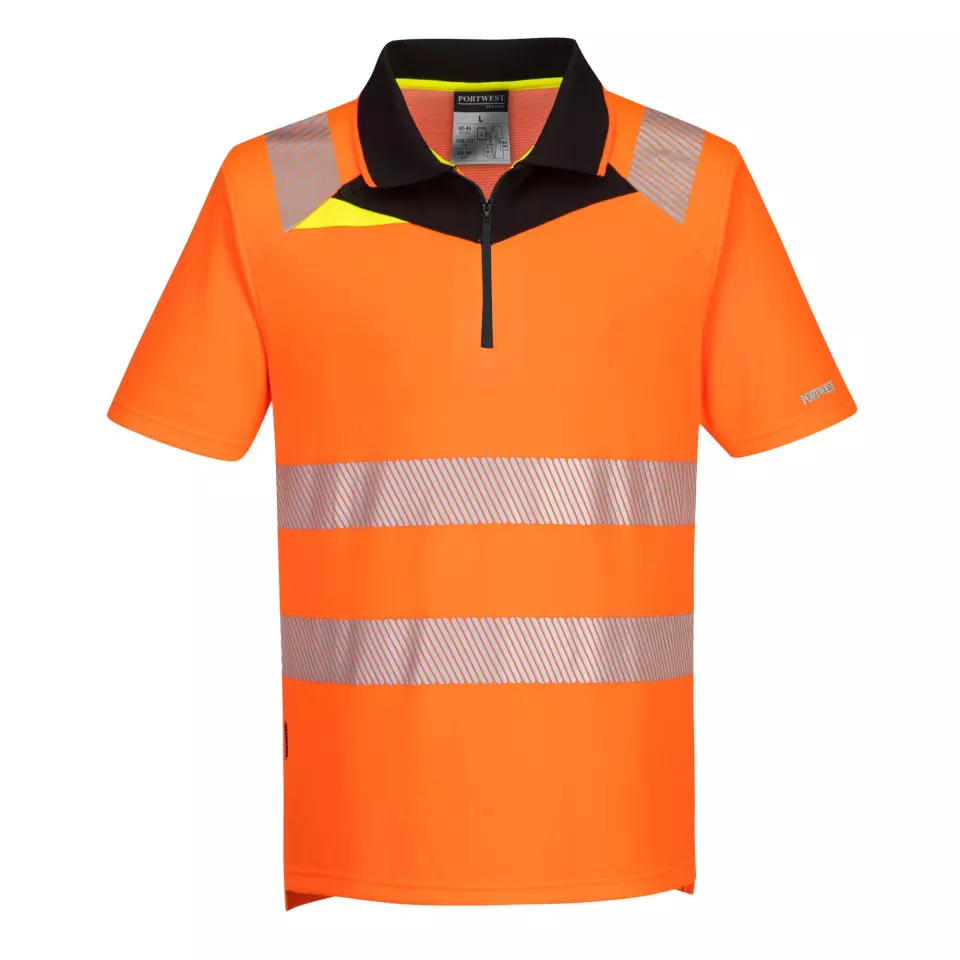 Portwest DX412OBR, DX4 huomio-vetoketjullinen pikeepaita, lyhythihainen, oranssi/musta, image 1, gallery thumbnail