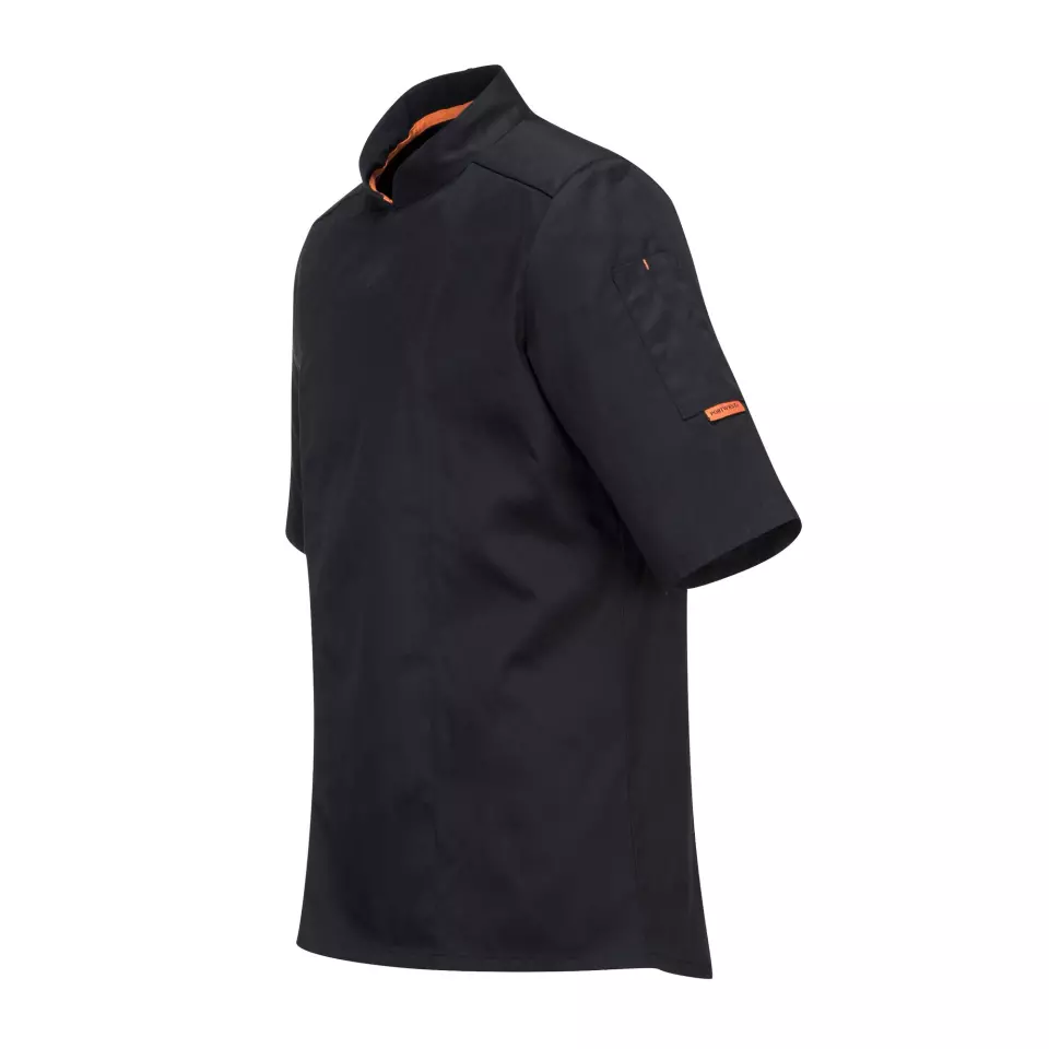 Portwest C746BKR, Chef's MeshAir Pro Stretch Jacket S/S, Black, image 2, gallery thumbnail