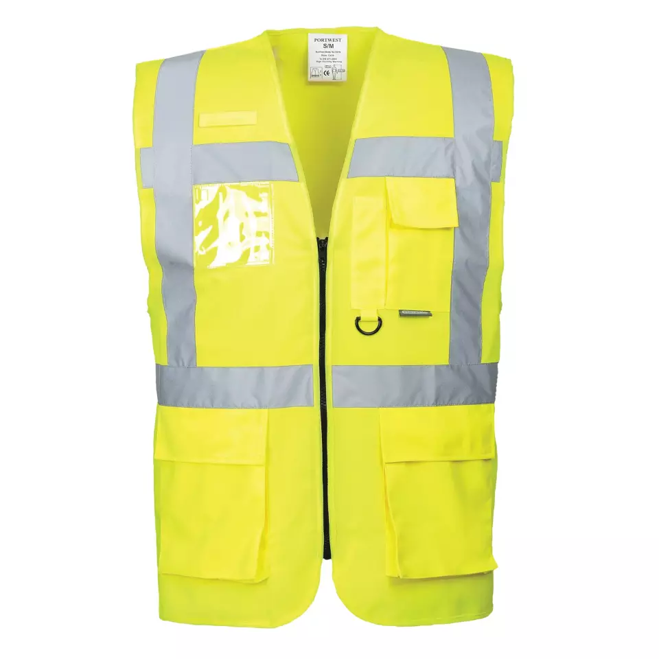 Portwest S476YER, Berlin Hi-Vis Executive Vest, Yellow, image 2, gallery thumbnail