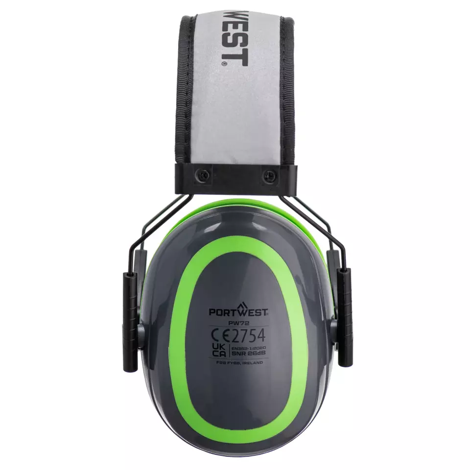 Portwest PW72GGN, HV Extreme Ear Defenders Low, Grey/Green, image 2, gallery thumbnail
