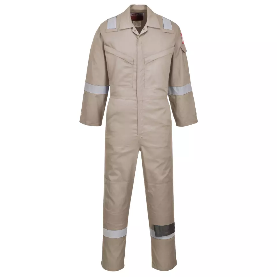 Portwest FR21KHR, Bizflame Work FR Super Lightweight Anti-Static Coverall, Khaki, image 1, gallery thumbnail