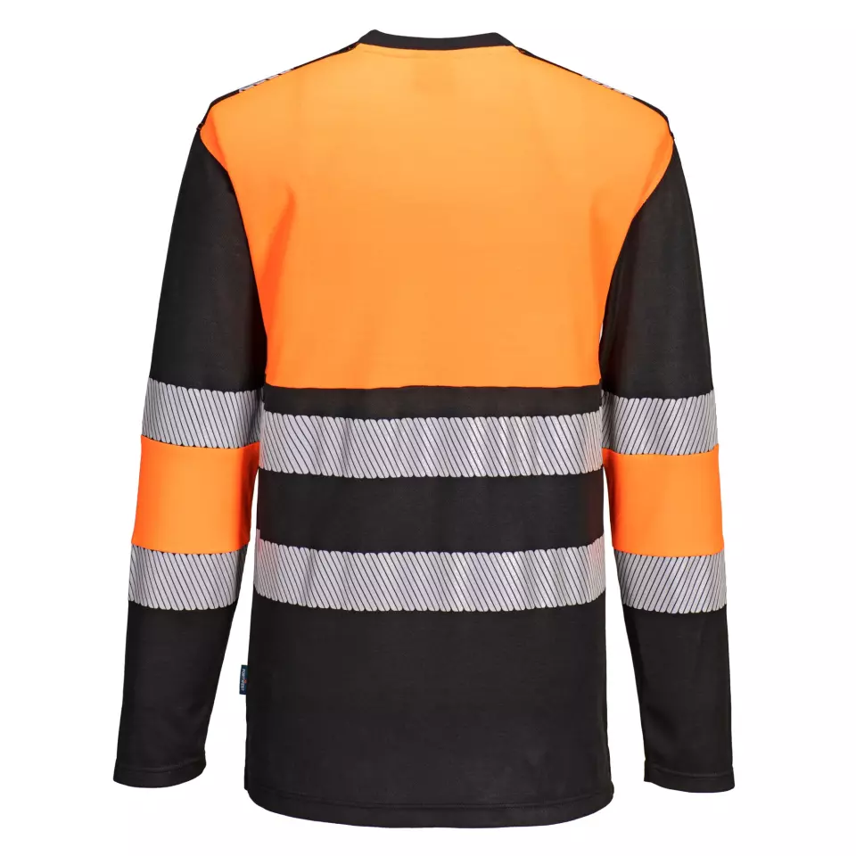 Portwest PW312OBR, PW3 Hi-Vis Cotton Comfort Class 1 T-Shirt L/S, Orange/Black, image 2, gallery thumbnail