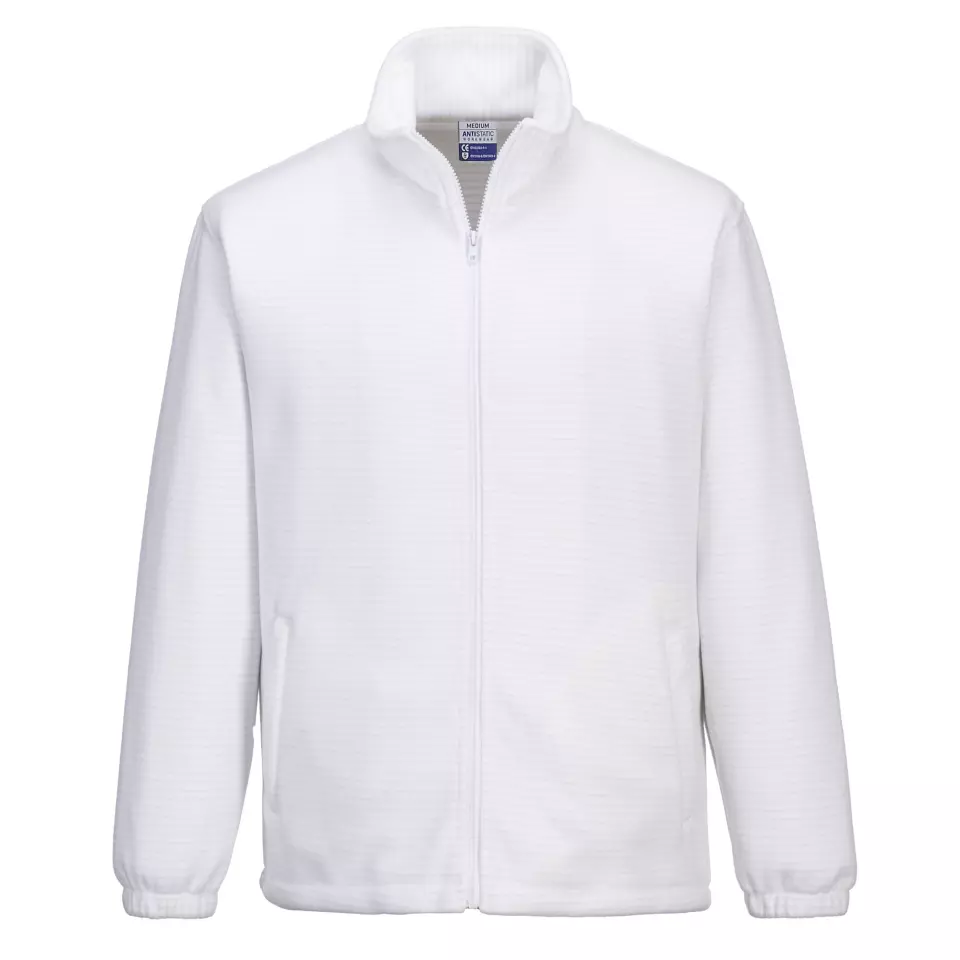 Portwest AS26WHR, Anti-Static ESD Fleece, White, image 1, gallery thumbnail