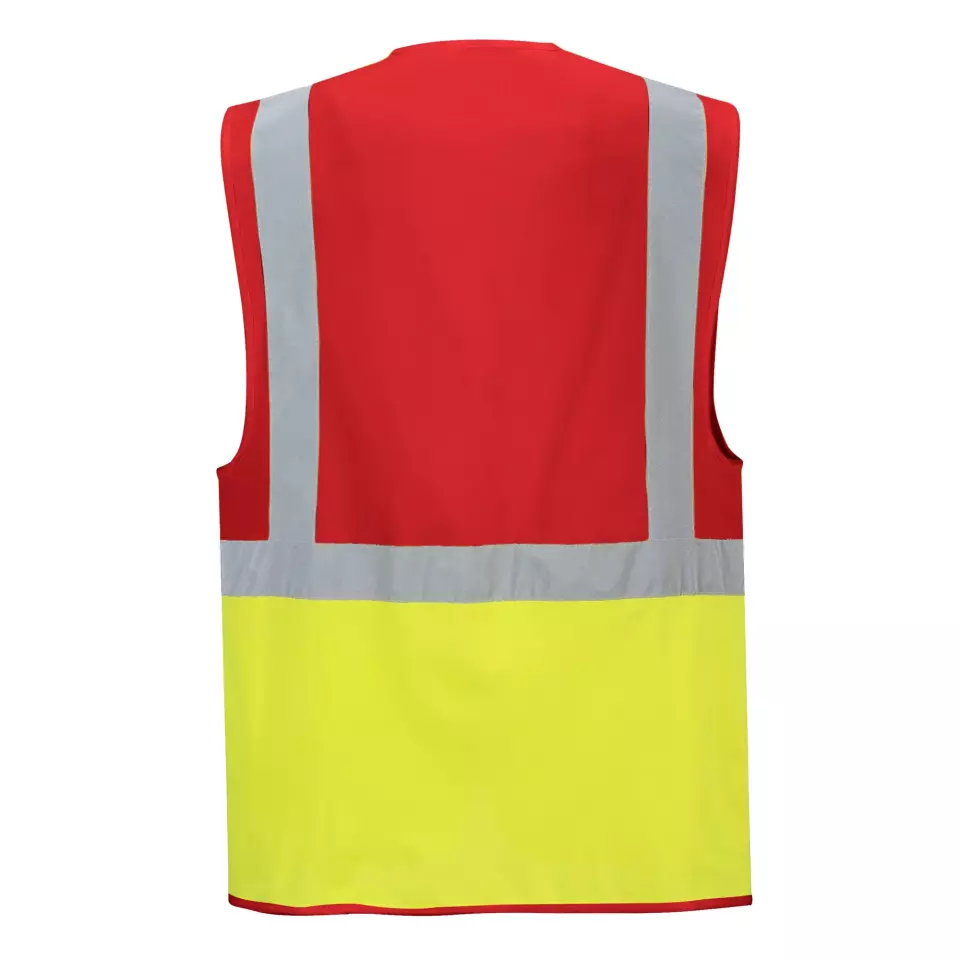 Portwest C276YRE, Paris Hi-Vis Contrast Executive Vest, Yellow/Red, image 2, gallery thumbnail