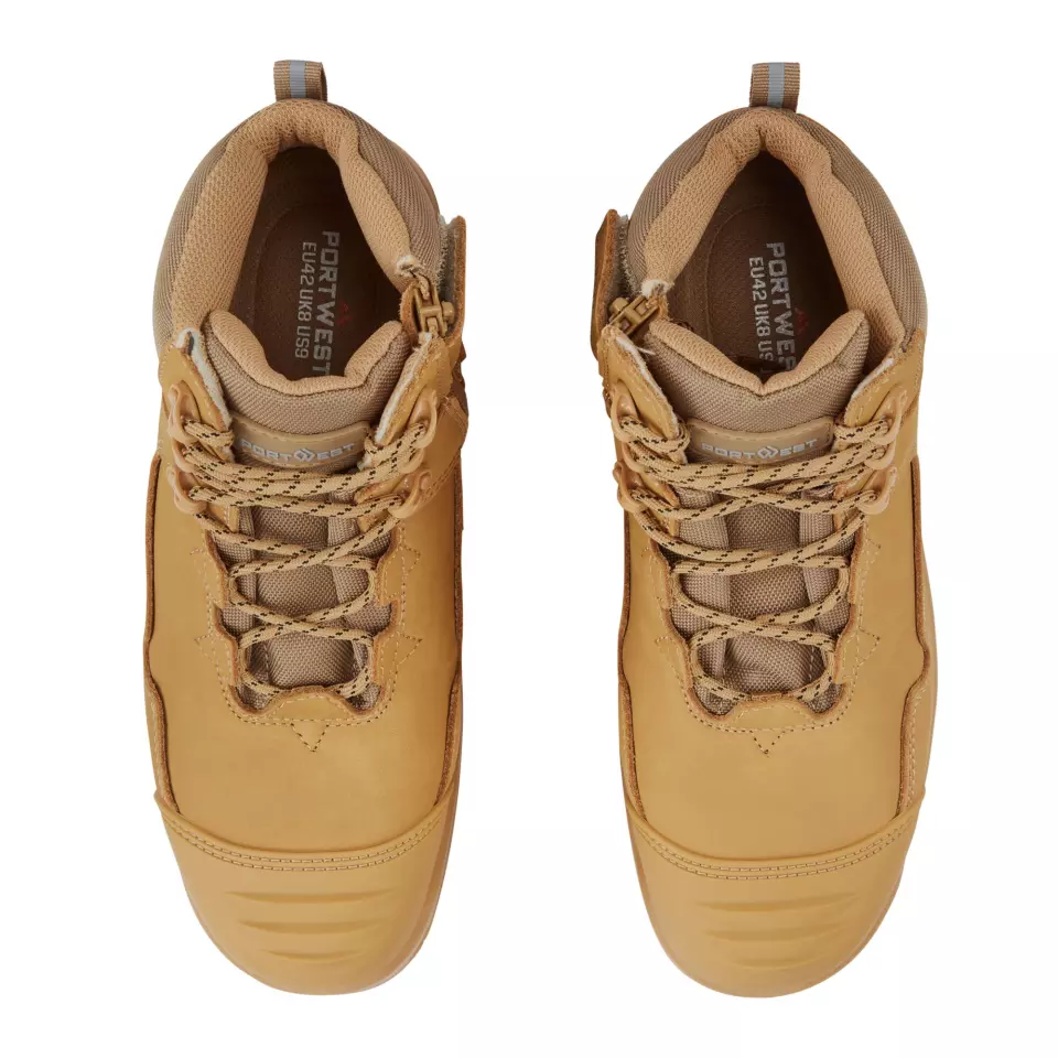 Portwest FD04WHE, Composite Nubuck Leather Mid Boot S3S HRO SR FO SC LG, Wheat, image 4, gallery thumbnail