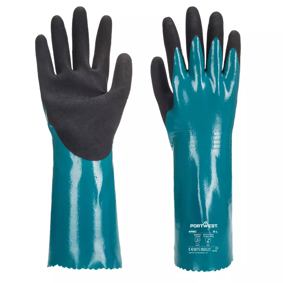 Portwest AP60B8R, Sandy Grip Lite Gauntlet, Blue/Black, image 3, gallery thumbnail