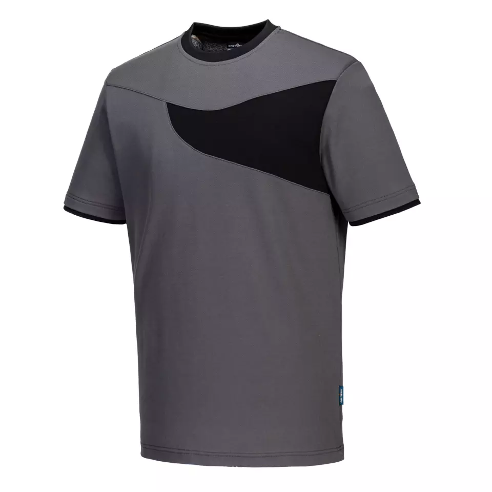 Portwest PW211ZBR, PW2 Baumwoll-Komfort T-Shirt Kurzarm, Zoom Grau/Schwarz, image 2, gallery thumbnail