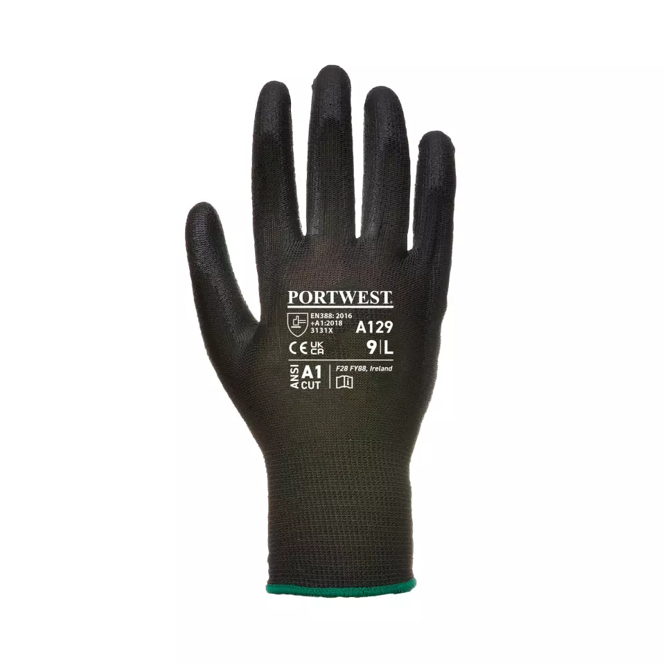 Portwest A129BKR, PU Palm Glove - Carton, Black, image 2, gallery thumbnail