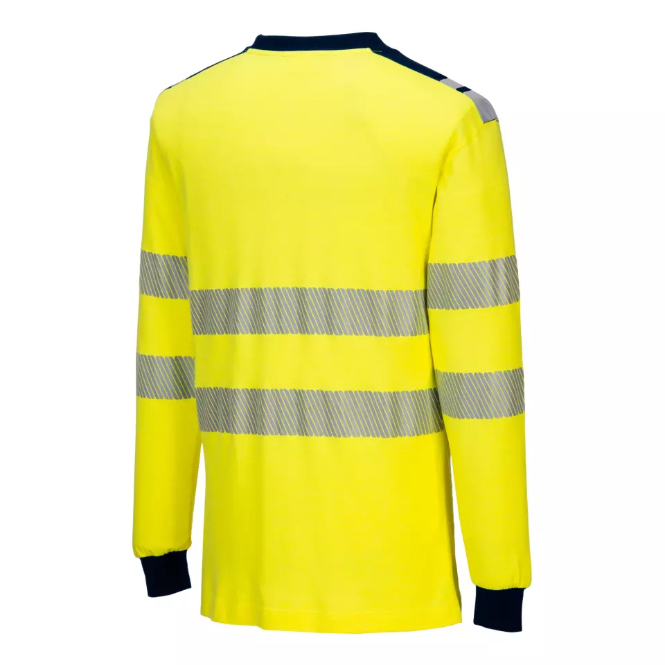Portwest FR701YNR, PW3 FR Modaflame Hi-Vis T-Shirt, Yellow/Navy, image 3, gallery thumbnail