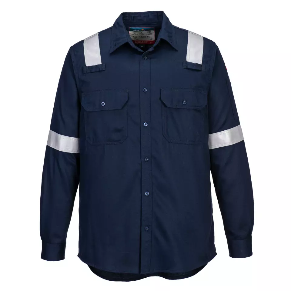 Portwest FR720NAR, Bizflame Work Lightweight Anti-Static FR Shirt, Navy, image 7, gallery thumbnail