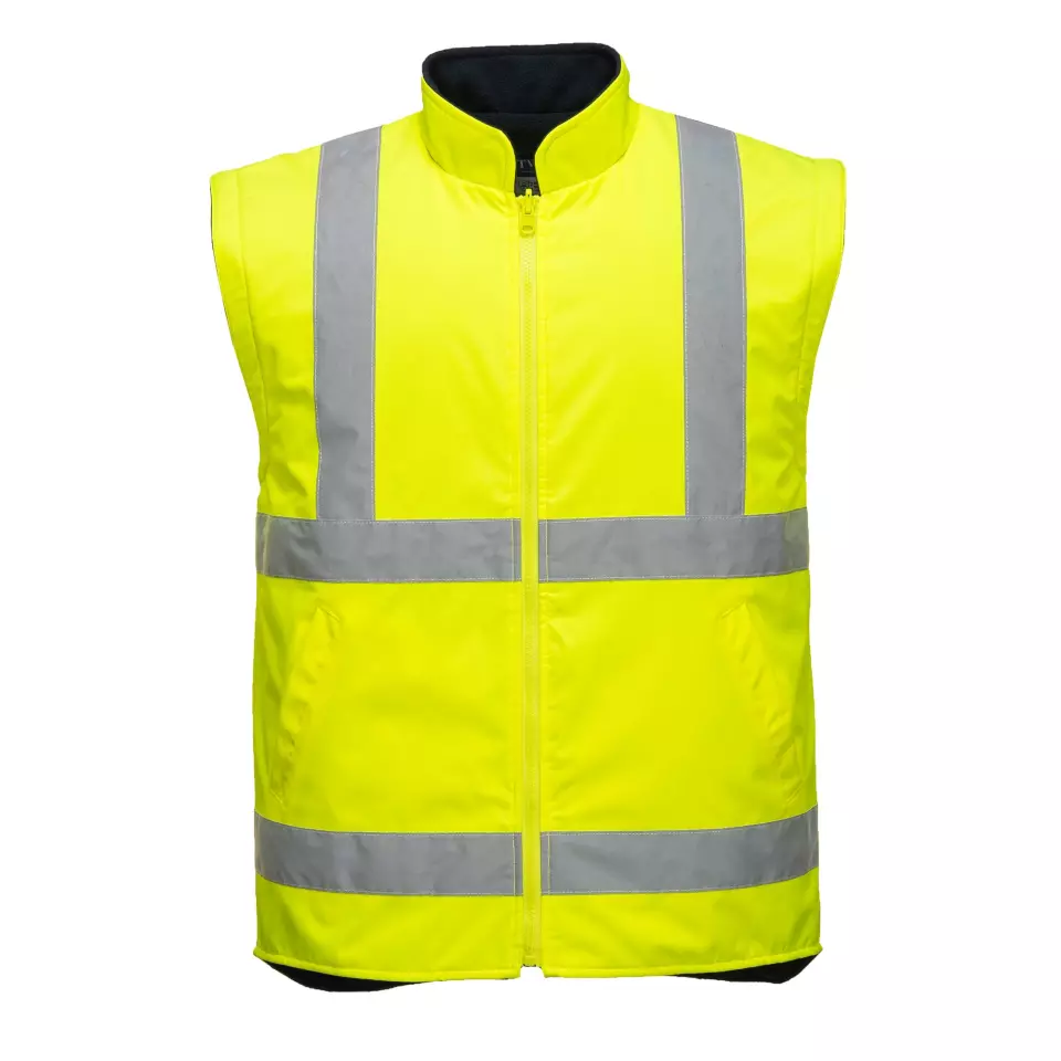 Portwest S768YNR, Hi-Vis 5-in-1 Contrast Executive Jacket, Yellow/Navy, image 4, gallery thumbnail