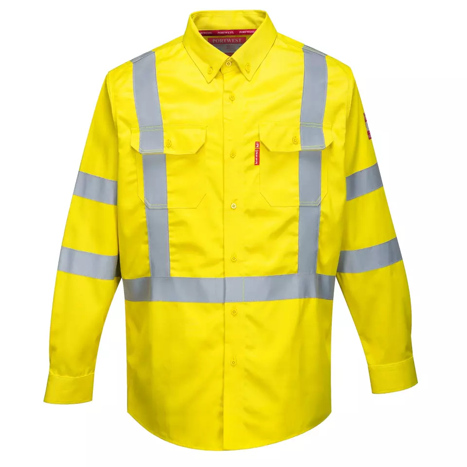 Portwest FR95YER, Bizflame 88/12 FR Hi-Vis Shirt, Yellow, image 1, gallery thumbnail