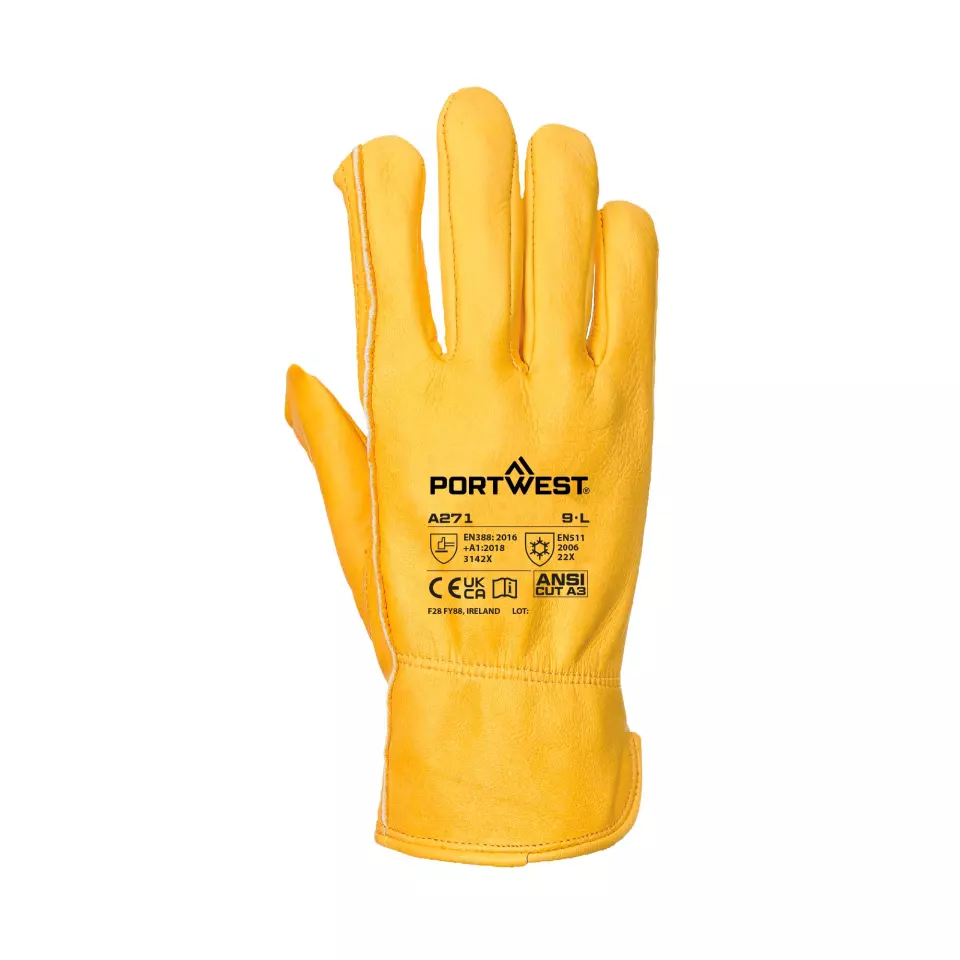 Portwest A271TAR, Lined Driver Glove, Tan, image 1, gallery thumbnail