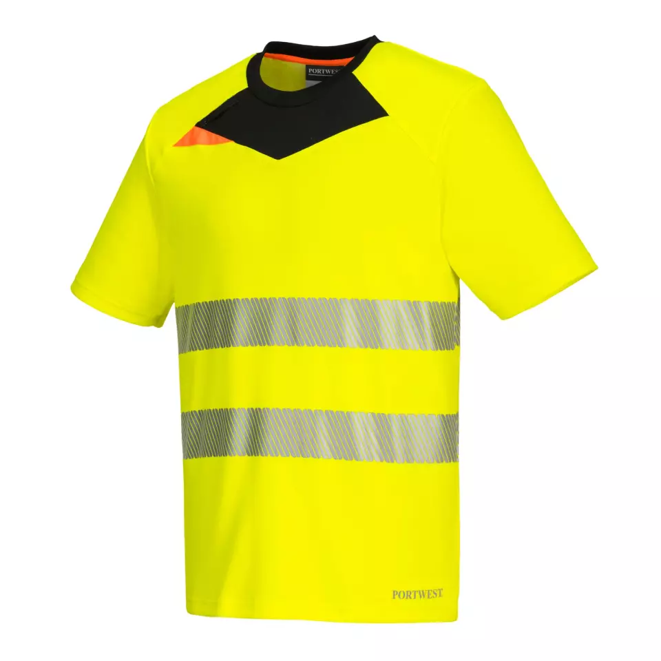 Portwest DX413YBR, DX4 Hi-Vis T-Shirt S/S, Yellow/Black, image 3, gallery thumbnail