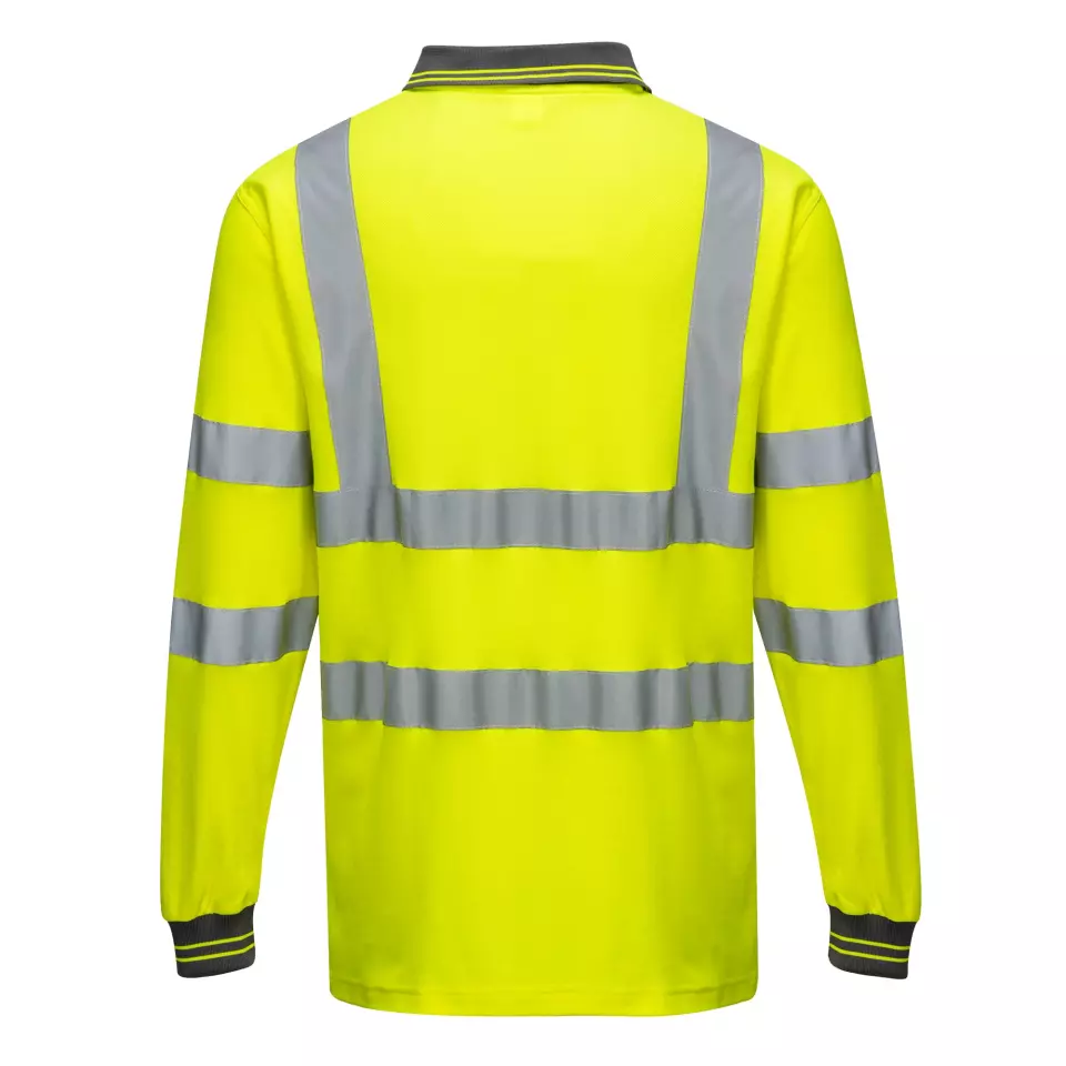 Portwest S271YER, Hi-Vis Baumwoll-Komfort Langarm-Poloshirt, Gelb, image 2, gallery thumbnail