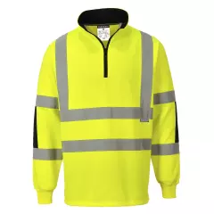 Portwest B308YER, Xenon Hi-Vis Rugby Shirt, Yellow