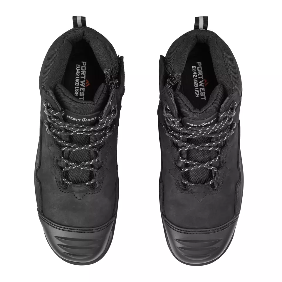 Portwest FD04BKR, Composite Nubuck Leather Mid Boot S3S HRO SR FO SC LG, Black, image 3, gallery thumbnail