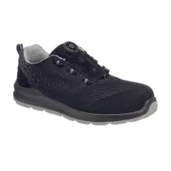 Portwest FT08BGY, Composite Wire Lace Safety Trainer Knit S1P, Black/Grey