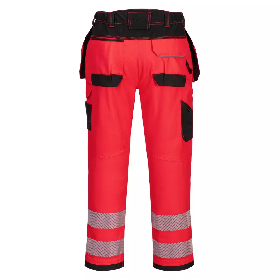 Portwest T501RBK, PW3 Hi-Vis Holster Pocket Work Trousers, Red/Black, image 2, gallery thumbnail