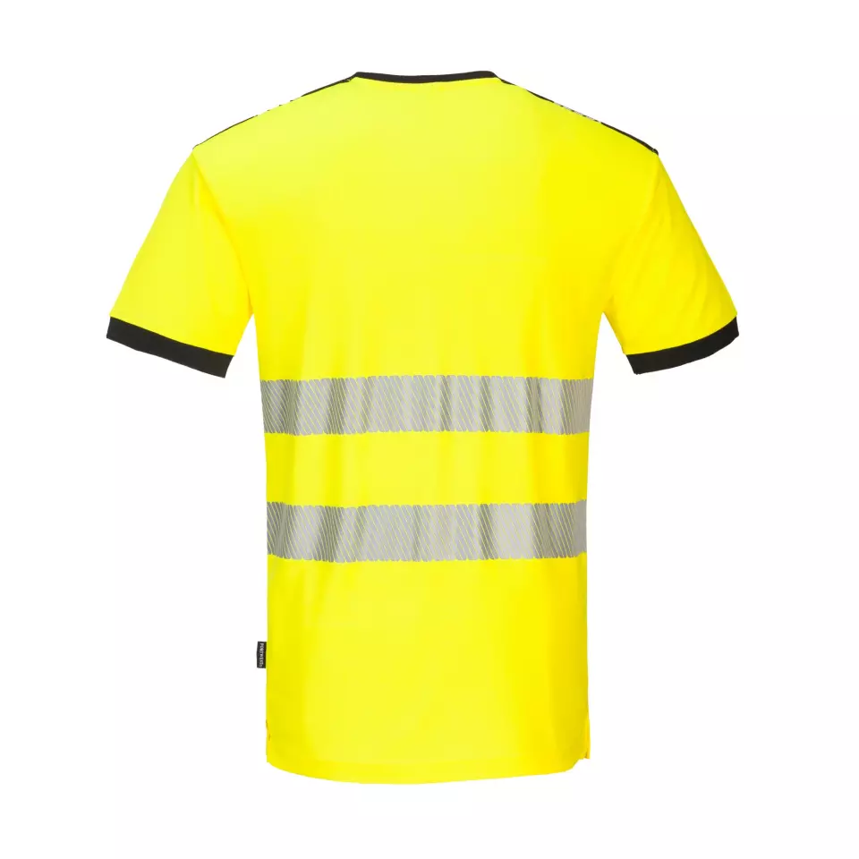 Portwest PW310YBR, PW3 Hi-Vis V-Neck Mesh Insert T-Shirt S/S, Yellow/Black, image 1, gallery thumbnail