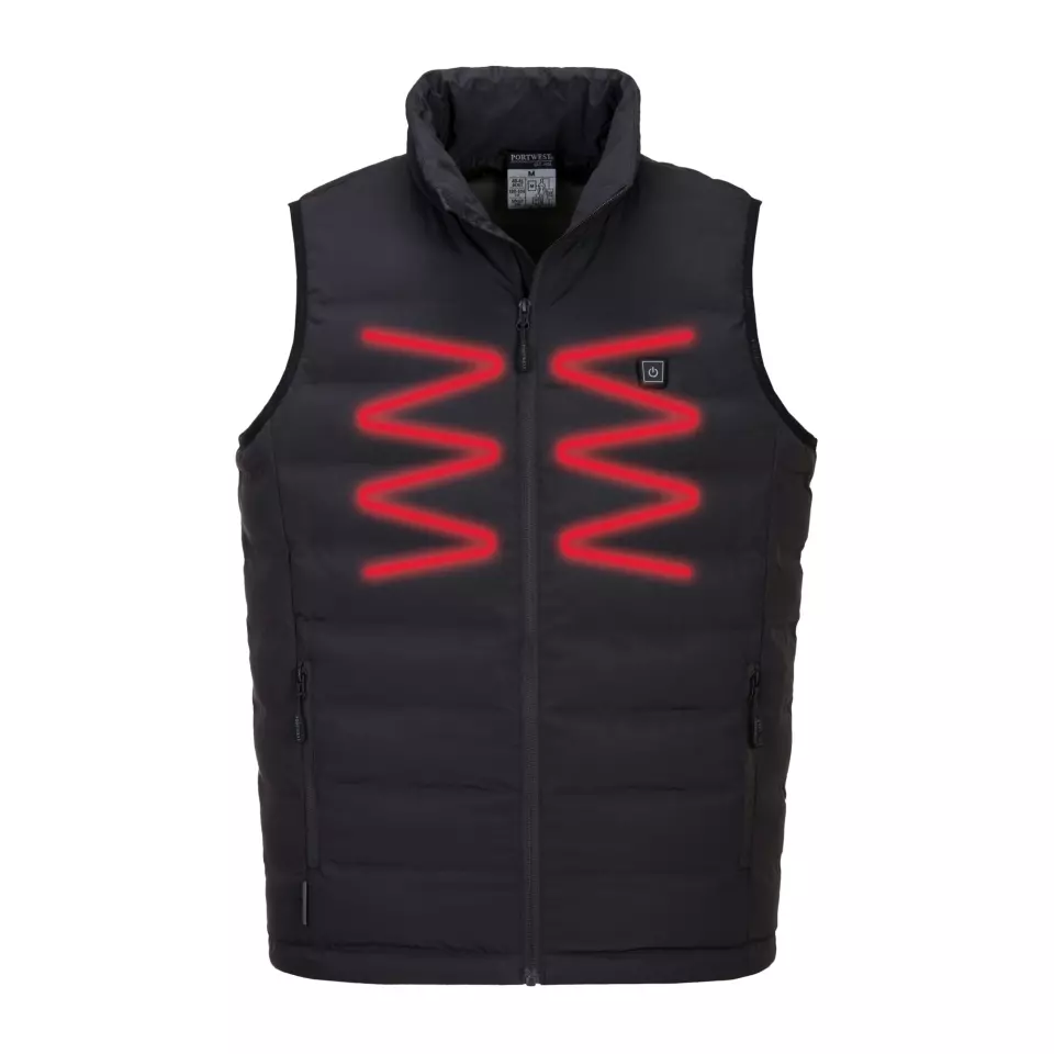 Portwest S549BKR, Ultrasonic Heated Tunnel Bodywarmer, Black, image 2, gallery thumbnail
