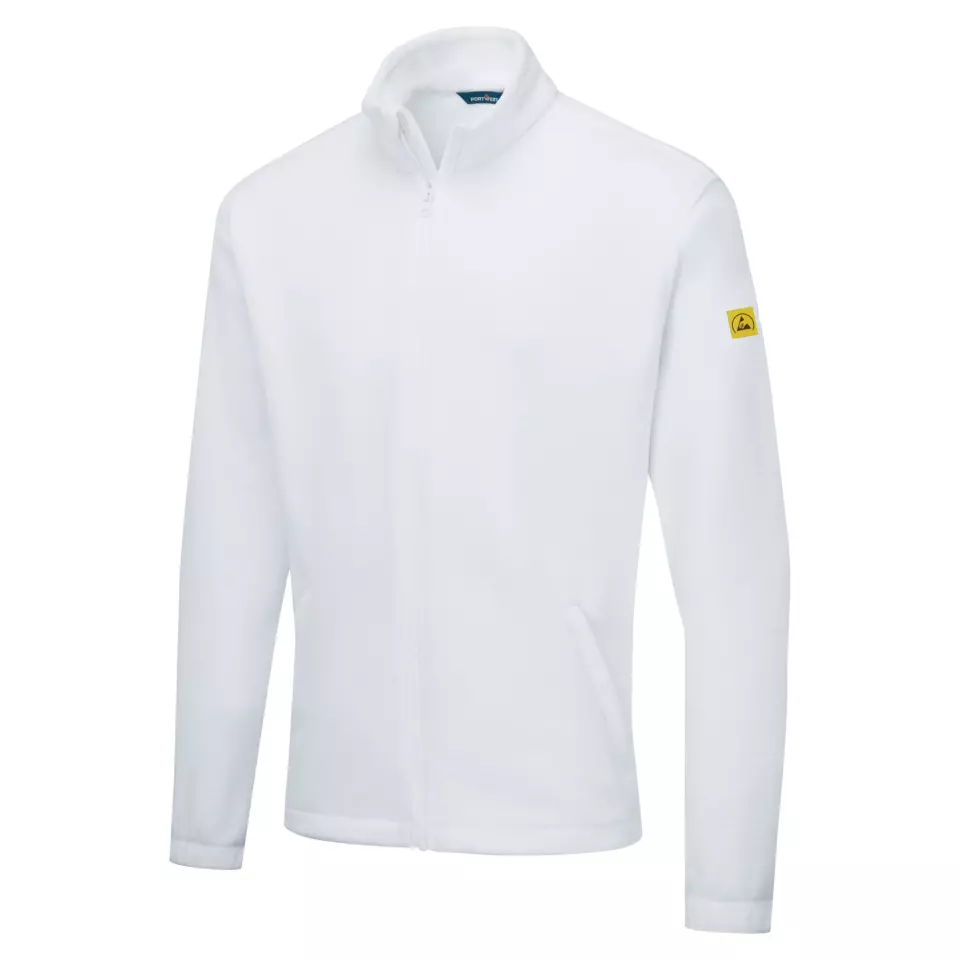 Portwest AS26WHR, Anti-Static ESD Fleece, White, image 3, gallery thumbnail