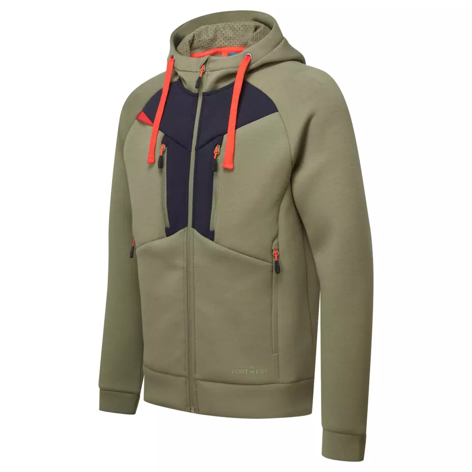 Portwest DX472MOR, DX4 Zipped Hoodie, Moss Green, image 1, gallery thumbnail